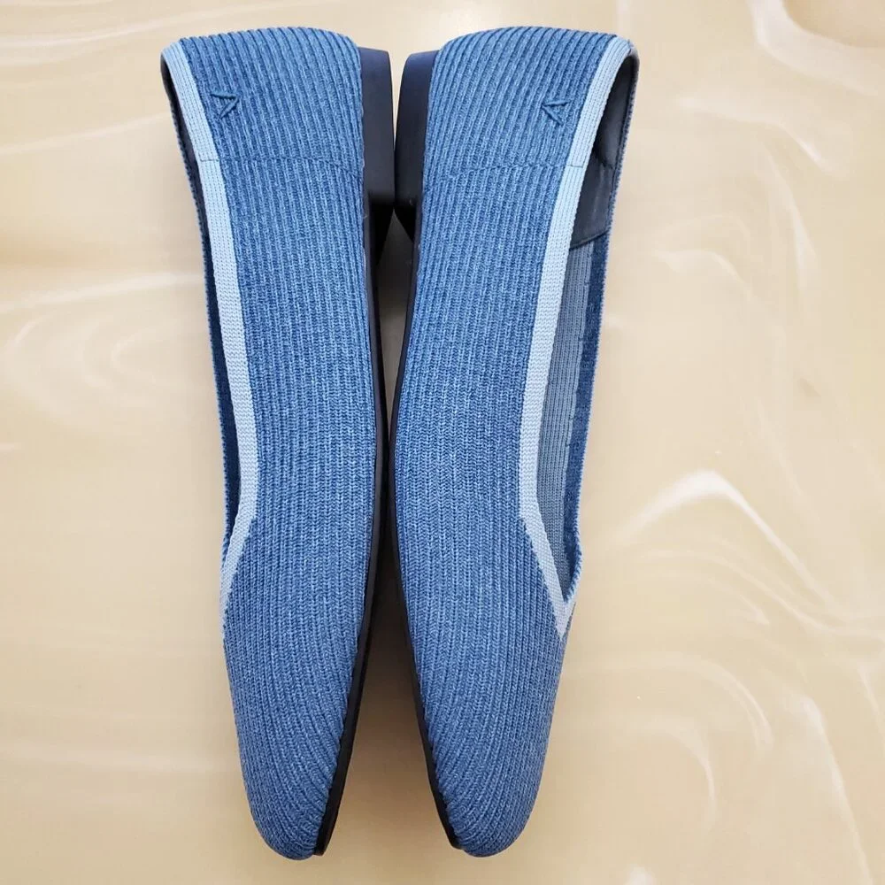Vivaia Square-Toe V-Cut Margot Slip On Ballet Flats in Denim Blue Size 42/10.5